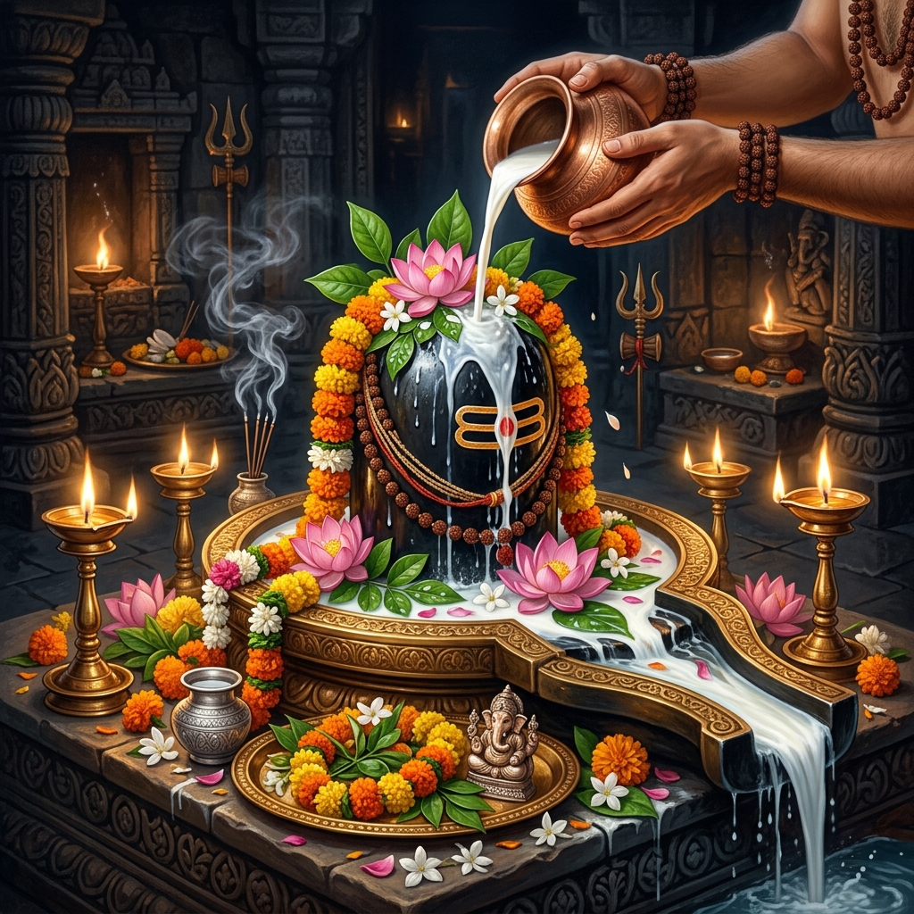 Sawan Shivling Jal Abhishekam Ritual with Milk and Ganga Jal